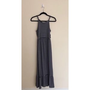 Old Navy Sleeveless Knit Navy Striped Maxi Dress